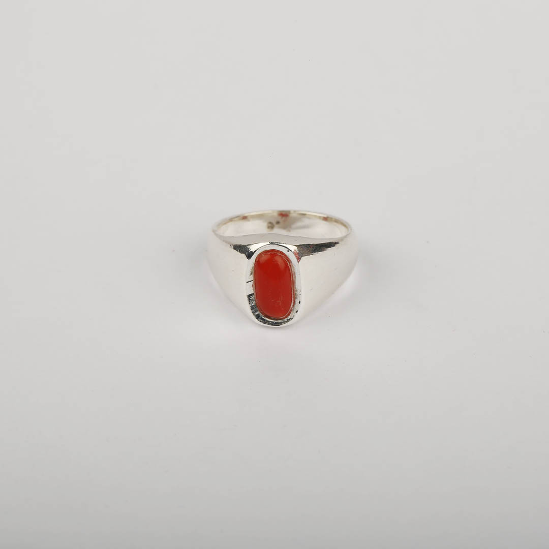 Italian Coral (Moonga) Silver Ring