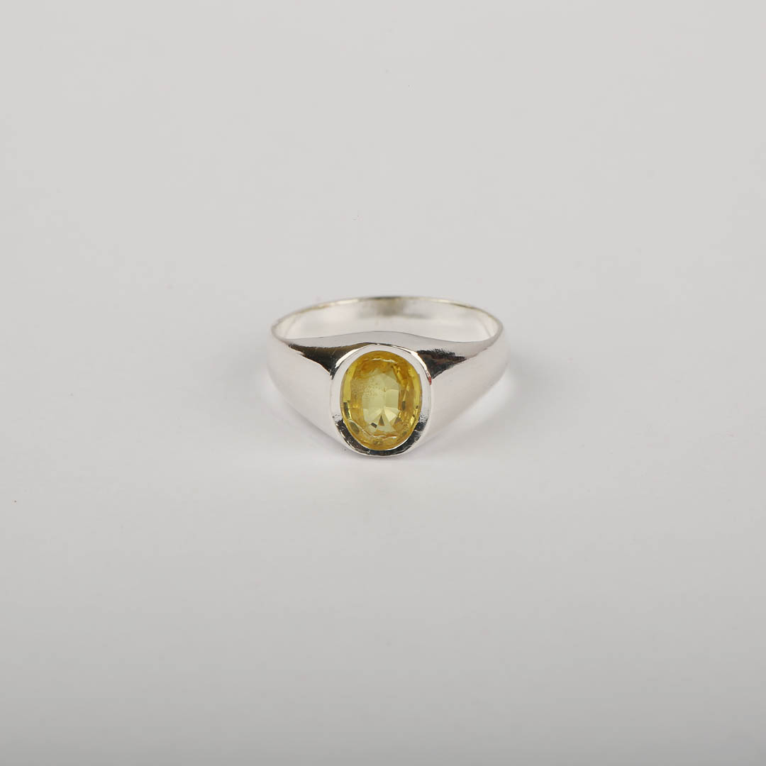 Vibrant Yellow Sapphire Silver Ring