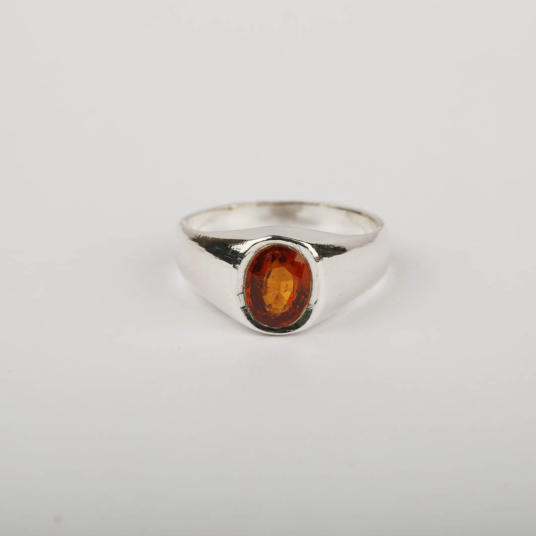 Powerful Hessonite (Gomed) Silver Ring