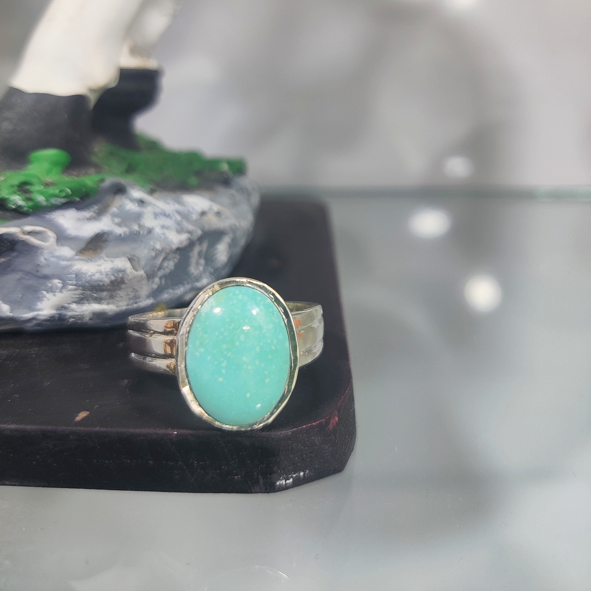 Natural Turquoise (or Firoza) Silver Ring