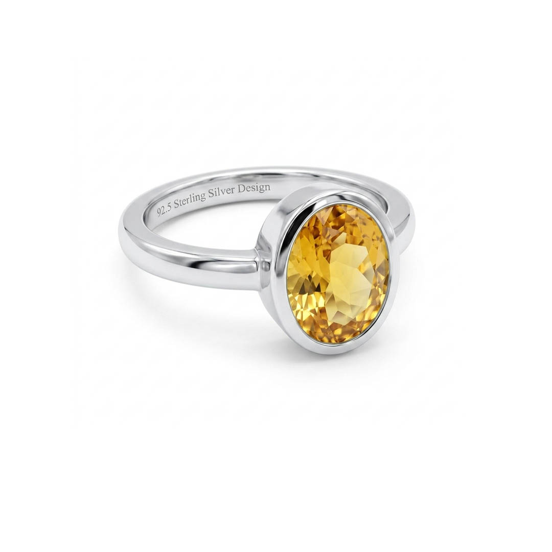 Yellow Topaz Silver RIng