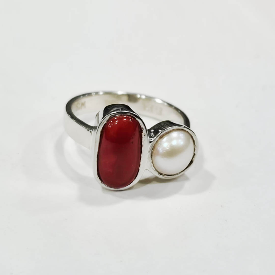 Coral & Pearl Ring (Mars & Moon)